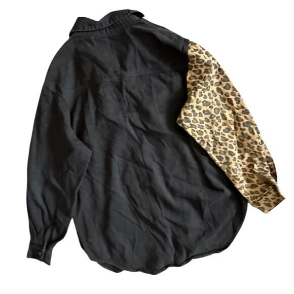 Missguided Black & Leopard Print Button-Up Shirt – Size US 8 - Picture 2 of 6